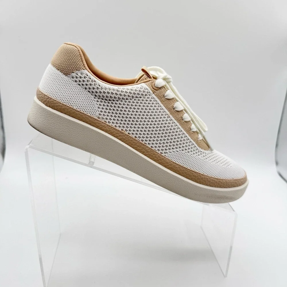 Vionic Galia Women's Knit Sneakers 7.5 Tan Comfort Casual Travel Walking Shoes